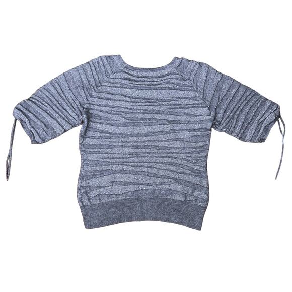 Worthington Gray & Metallic Silver 3/4 Tie Sleeve Sweater Large - Picture 4 of 6